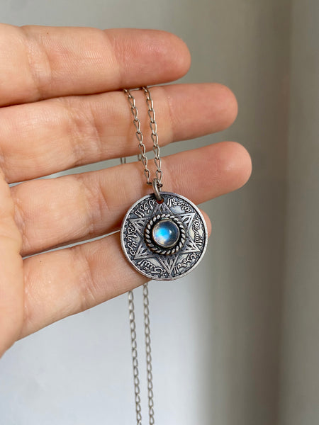 Vintage Moroccan Coin Necklace with Moonstone