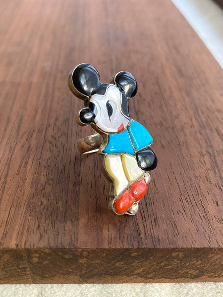Vintage "Zunitoon" Signed Mickey Mouse Ring (6 1/4)