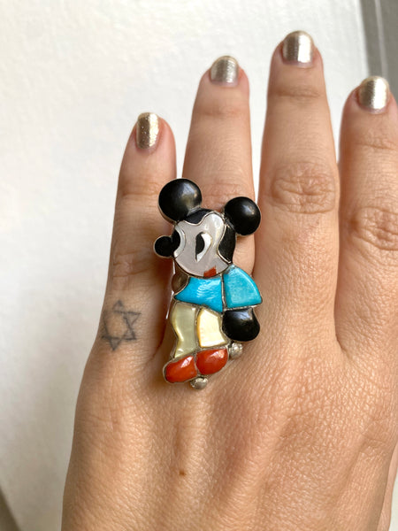 Vintage "Zunitoon" Signed Mickey Mouse Ring (6 1/4)