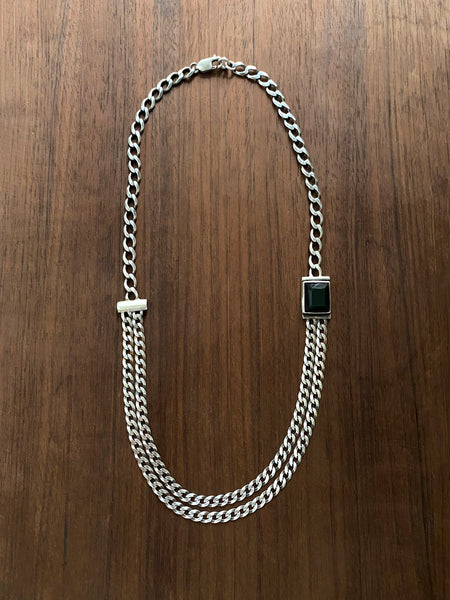 OOAK Obsidian Twin Chain