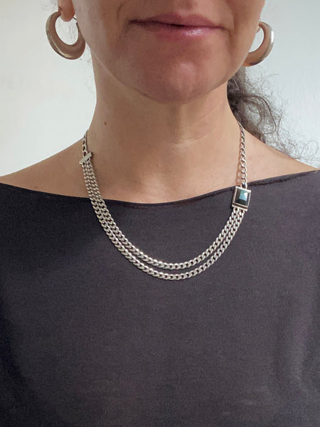OOAK Obsidian Twin Chain