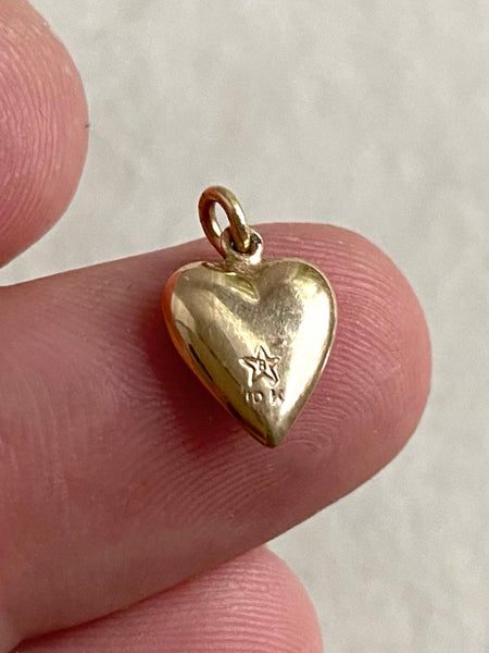 Vintage 10k Puffy Heart Charm