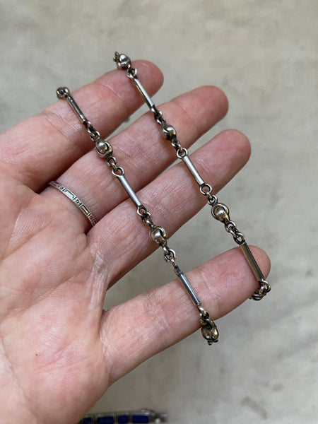 Vintage Sterling Silver Bar + Knot chain