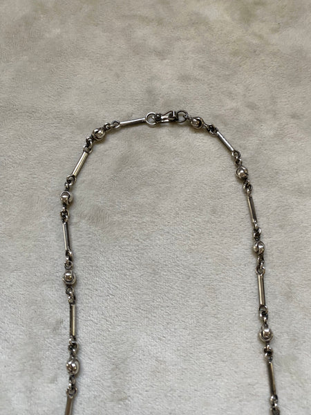 Vintage Sterling Silver Bar + Knot chain