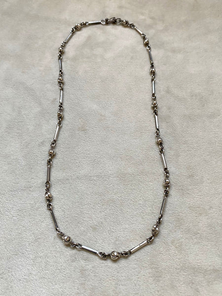 Vintage Sterling Silver Bar + Knot chain