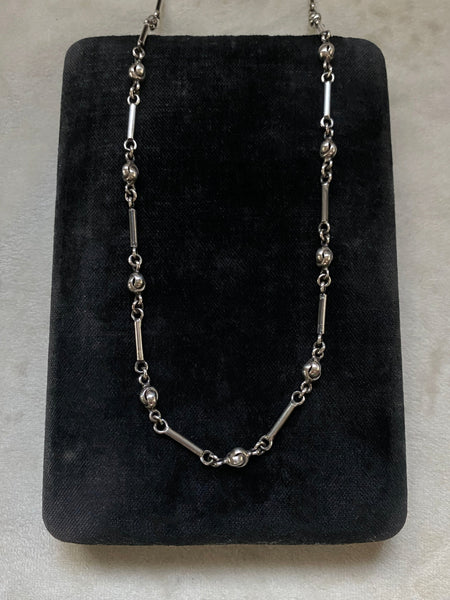 Vintage Sterling Silver Bar + Knot chain