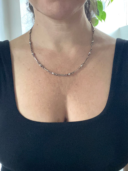 Vintage Sterling Silver Bar + Knot chain