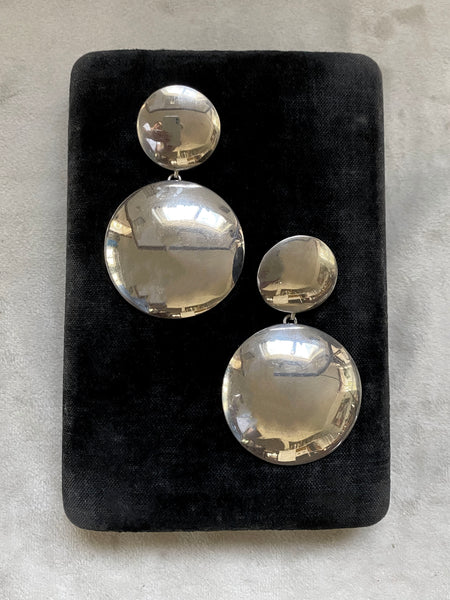 XL Vintage Sterling Silver Statement Saucer Earrings