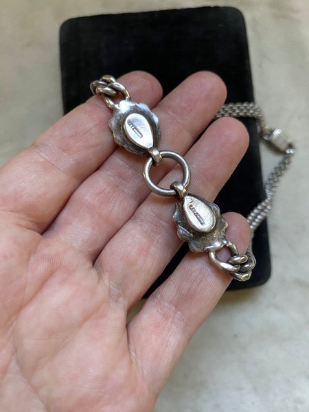 Vintage Sterling Silver+Garnet Converted Choker Necklace
