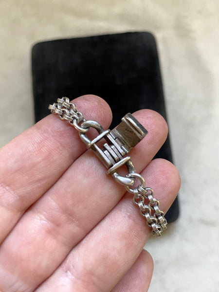 Vintage Sterling Silver+Garnet Converted Choker Necklace