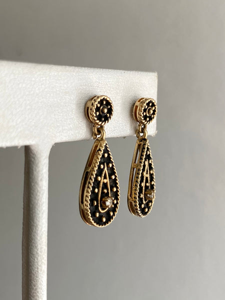 Vintage Regal Drop Earrings (14k)