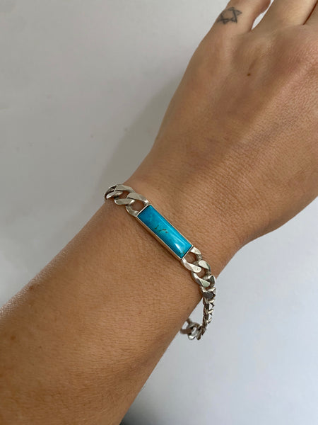 OOAK Kingman Turquoise Curb Link Bracelet