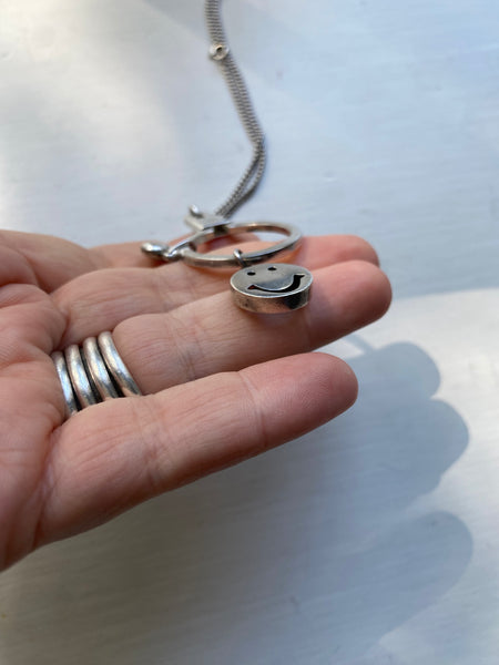Vintage Sterling Collector Charm + Holder Necklace