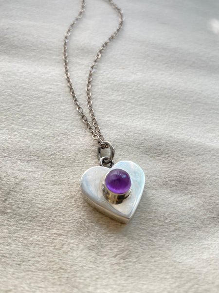 Vintage Amethyst Heart Necklace