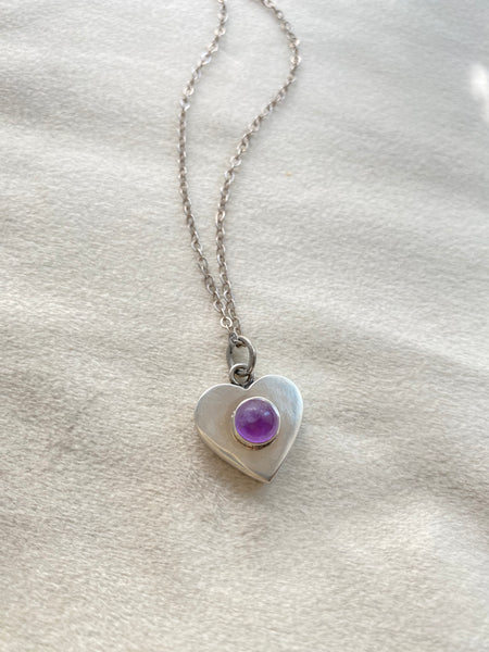 Vintage Amethyst Heart Necklace