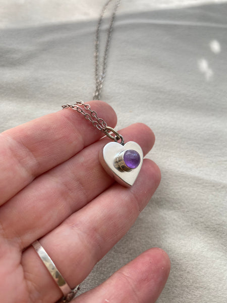 Vintage Amethyst Heart Necklace