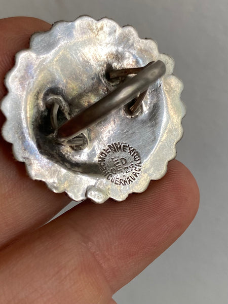Large Mid Century Mexico Made Sterling Silver Flower Ring Size 6