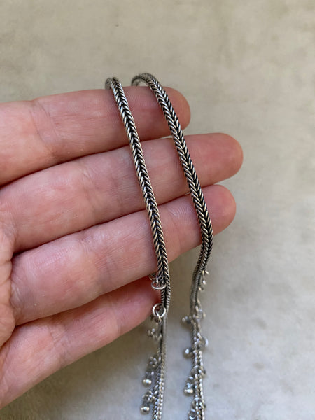 Vintage Sterling Silver Woven Square Wheat Chain