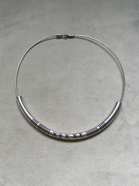 Vintage Sterling Curved Tube Collar Necklace