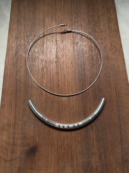 Vintage Sterling Curved Tube Collar Necklace