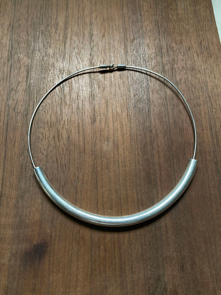 Vintage Sterling Curved Tube Collar Necklace