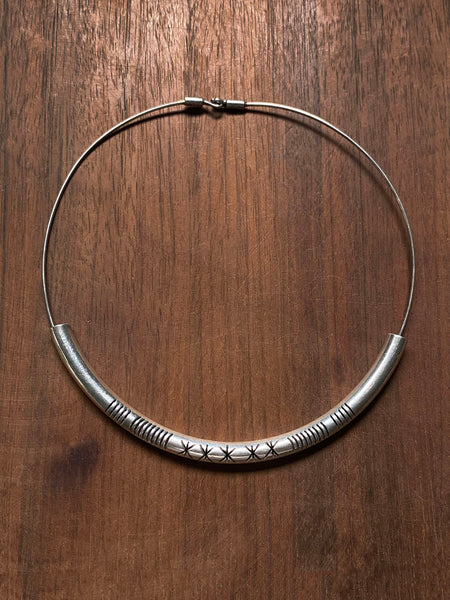 Vintage Sterling Curved Tube Collar Necklace