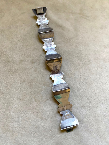 Vintage Taxco Sterling Silver + Abalone Hinged Panel Cuff Bracelet