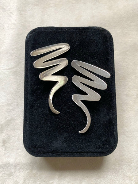 Vintage Sterling Silver Taxco Squiggle Statement Earrings