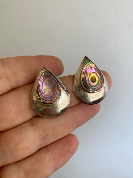 Vintage Abalone +Sterling Silver Drop Earrings