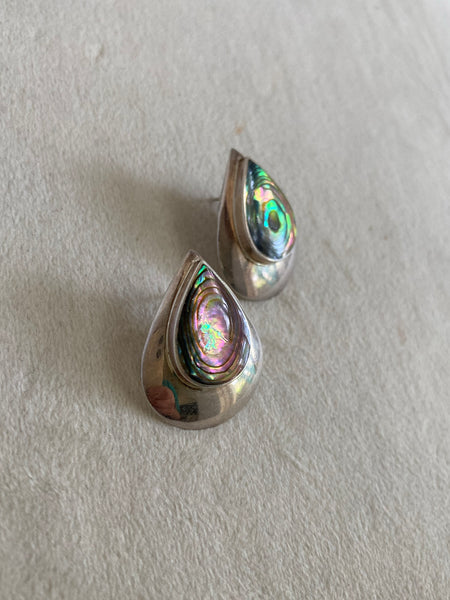 Vintage Abalone +Sterling Silver Drop Earrings