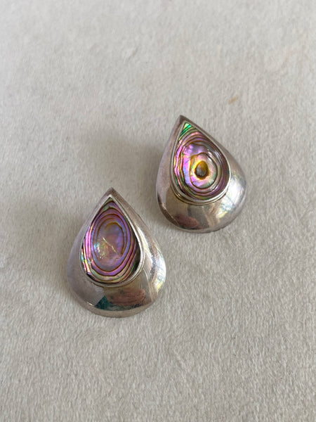 Vintage Abalone +Sterling Silver Drop Earrings