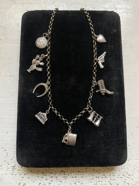 Vintage Sterling Silver Alamo Charm Necklace