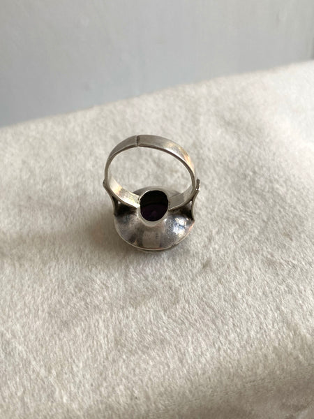 Vintage Sterling Amethyst Cocktail Ring sz 6