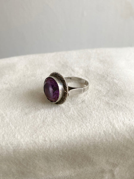 Vintage Sterling Amethyst Cocktail Ring sz 6