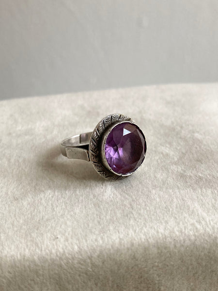 Vintage Sterling Amethyst Cocktail Ring sz 6
