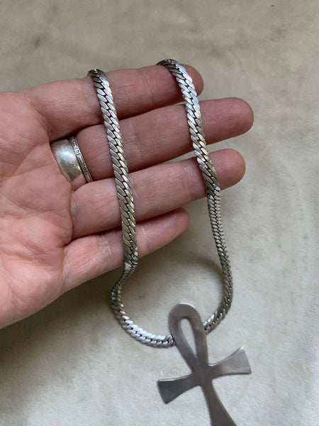 Vintage Sterling Silver Ankh Collar Necklace