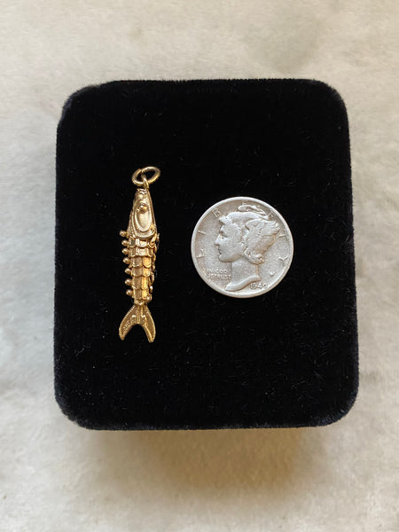 RARE Vintage 14k Gold Articulated Fish Charm 2
