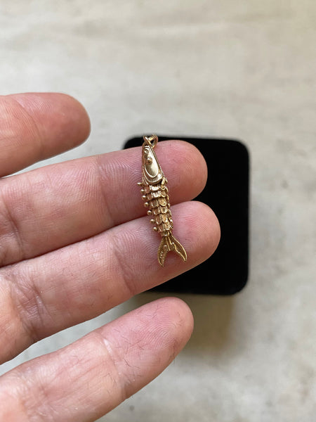 RARE Vintage 14k Gold Articulated Fish Charm 2