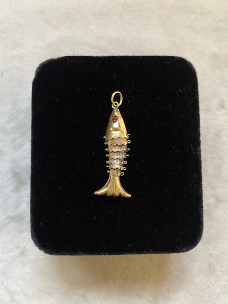 RARE Vintage 14k Gold Articulated Fish Charm