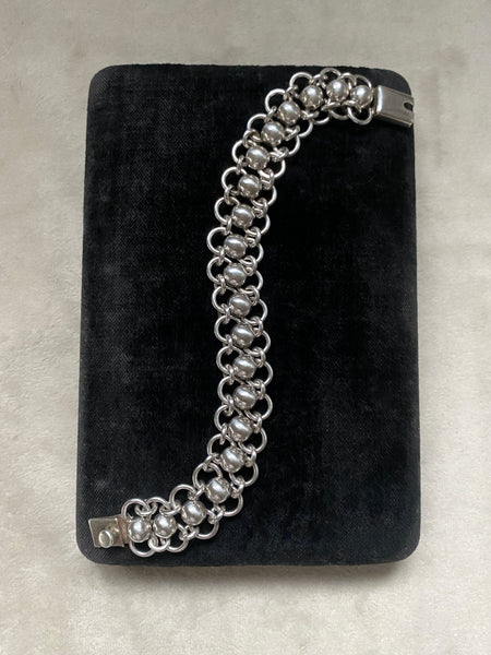 Vintage Taxco Sterling Silver Ball + Chain Link Bracelet