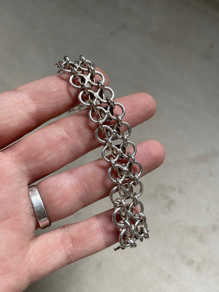 Vintage Taxco Sterling Silver Ball + Chain Link Bracelet