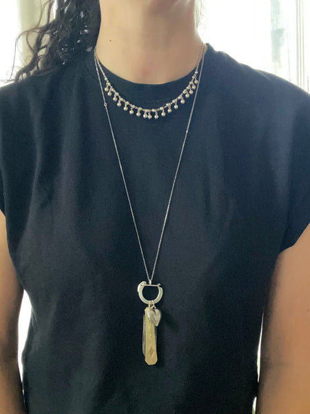 Vintage Sterling Silver Beaded Drops Necklace