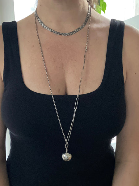 Vintage Sterling Silver Ball Bottle Wrap Necklace