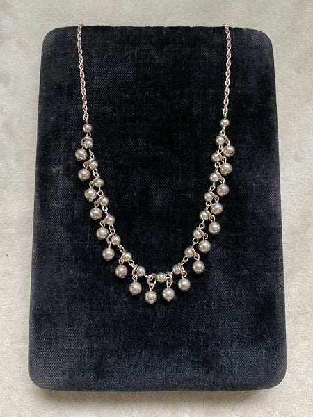 Vintage Sterling Silver Beaded Drops Necklace