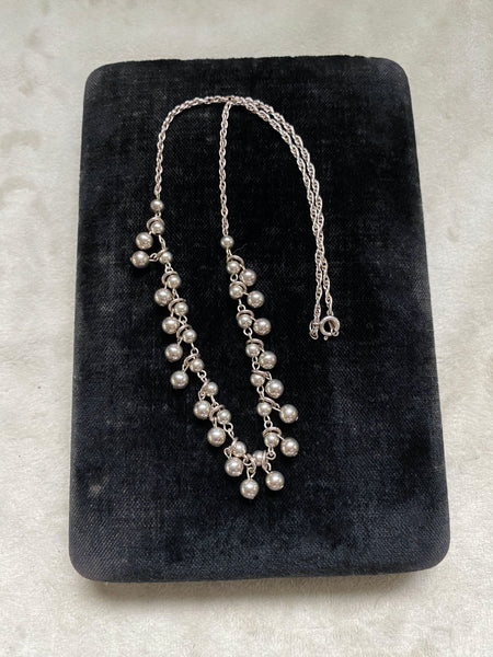 Vintage Sterling Silver Beaded Drops Necklace