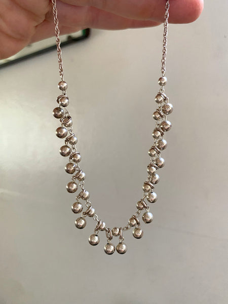 Vintage Sterling Silver Beaded Drops Necklace