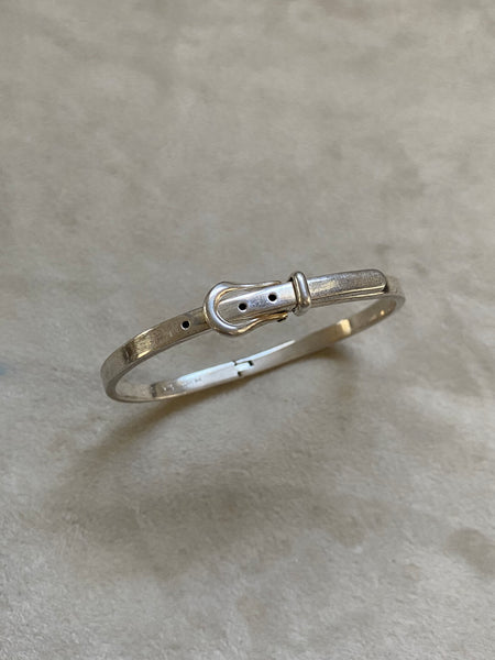 Vintage Sterling Silver Hinged Adjustable Belt Bangle