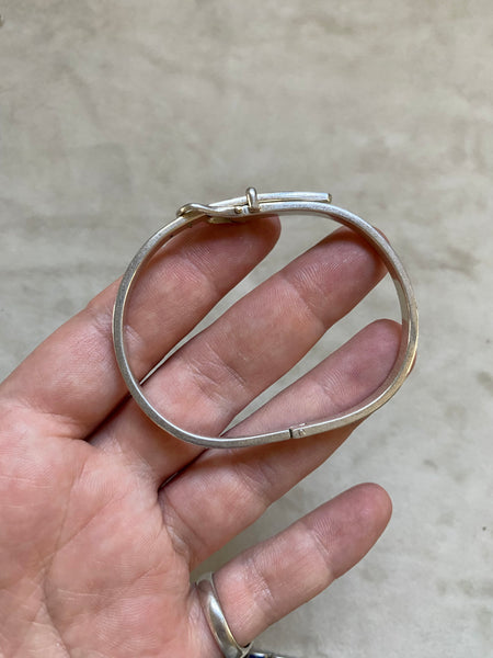 Vintage Sterling Silver Hinged Adjustable Belt Bangle