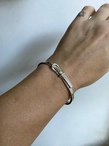 Vintage Sterling Silver Hinged Adjustable Belt Bangle