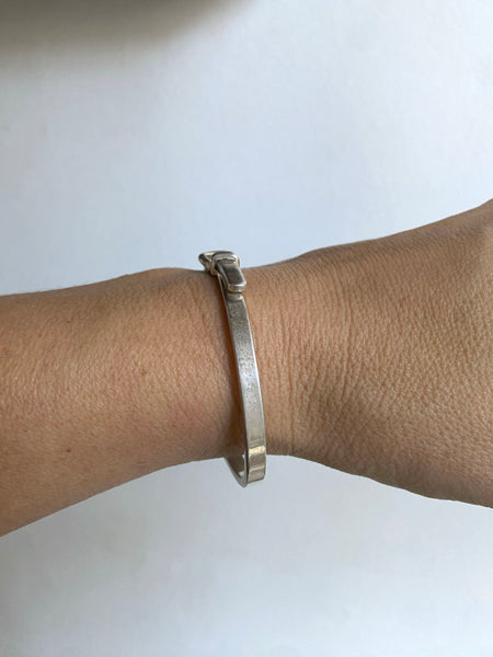 Vintage Sterling Silver Hinged Adjustable Belt Bangle